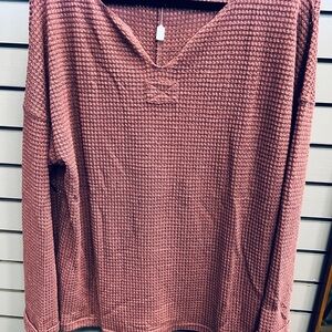 NWT Waffle Knit Long Sleeve Top in Mauve